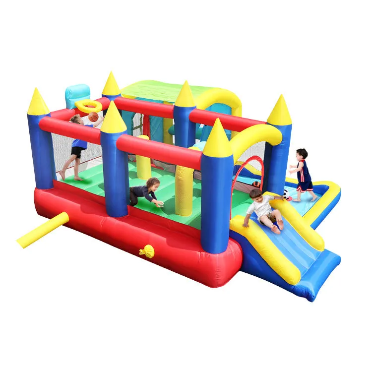 7 in 1 Inflatable Bounce House, Bouncy House with Ball Pit for Kids Indoor Outdoor Party Family Fun, Obstacles, Toddler Jump Bouncy Castle with Ball Pit for Birthday Party Gifts