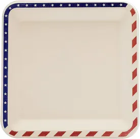 9.5-inch American Flag Patriotic Compostable Disposable Square Paper Plates, Made from Eco-friendly Plant Fibers 100 Count