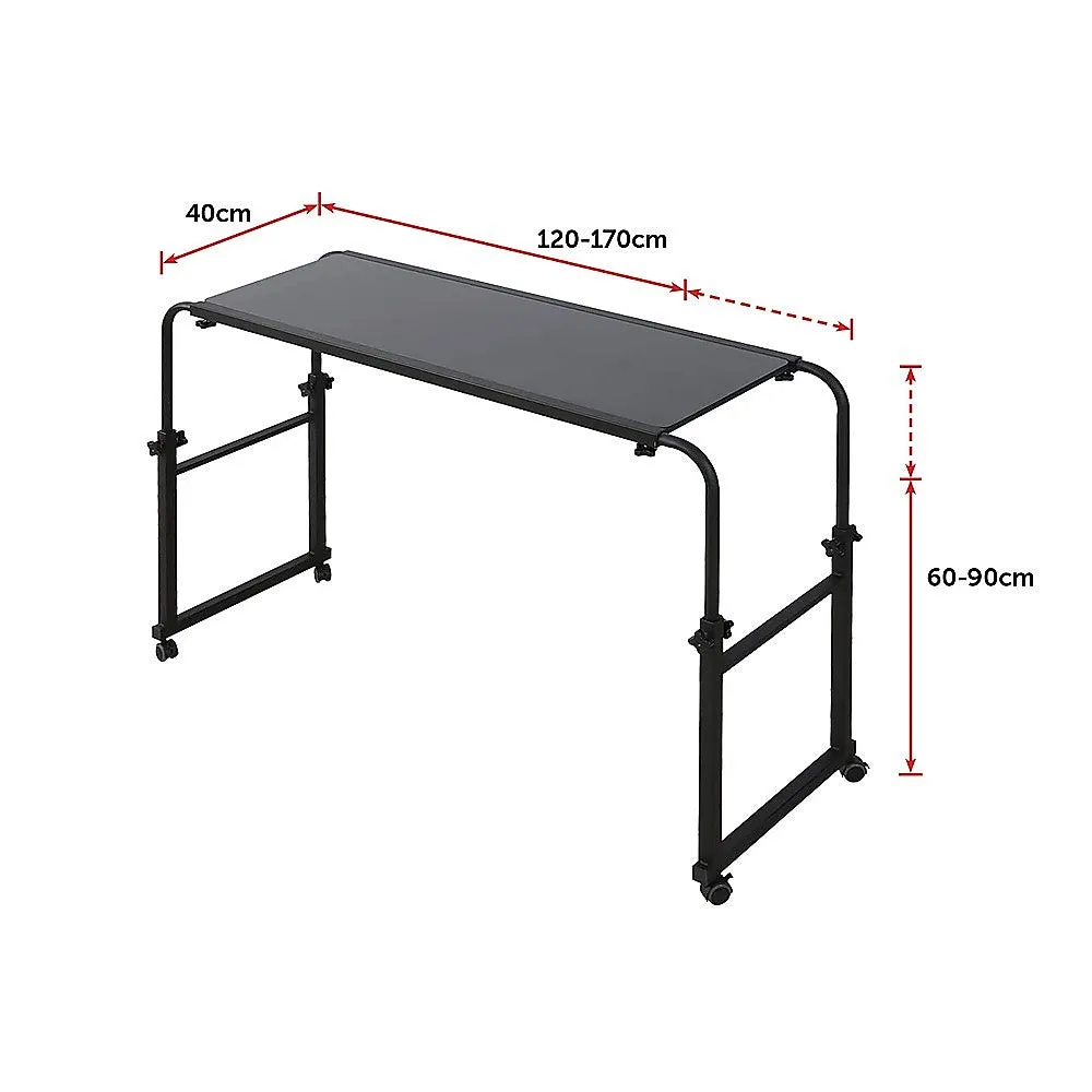 Adjustable Overbed Laptop Table with Wheels – Black Willow