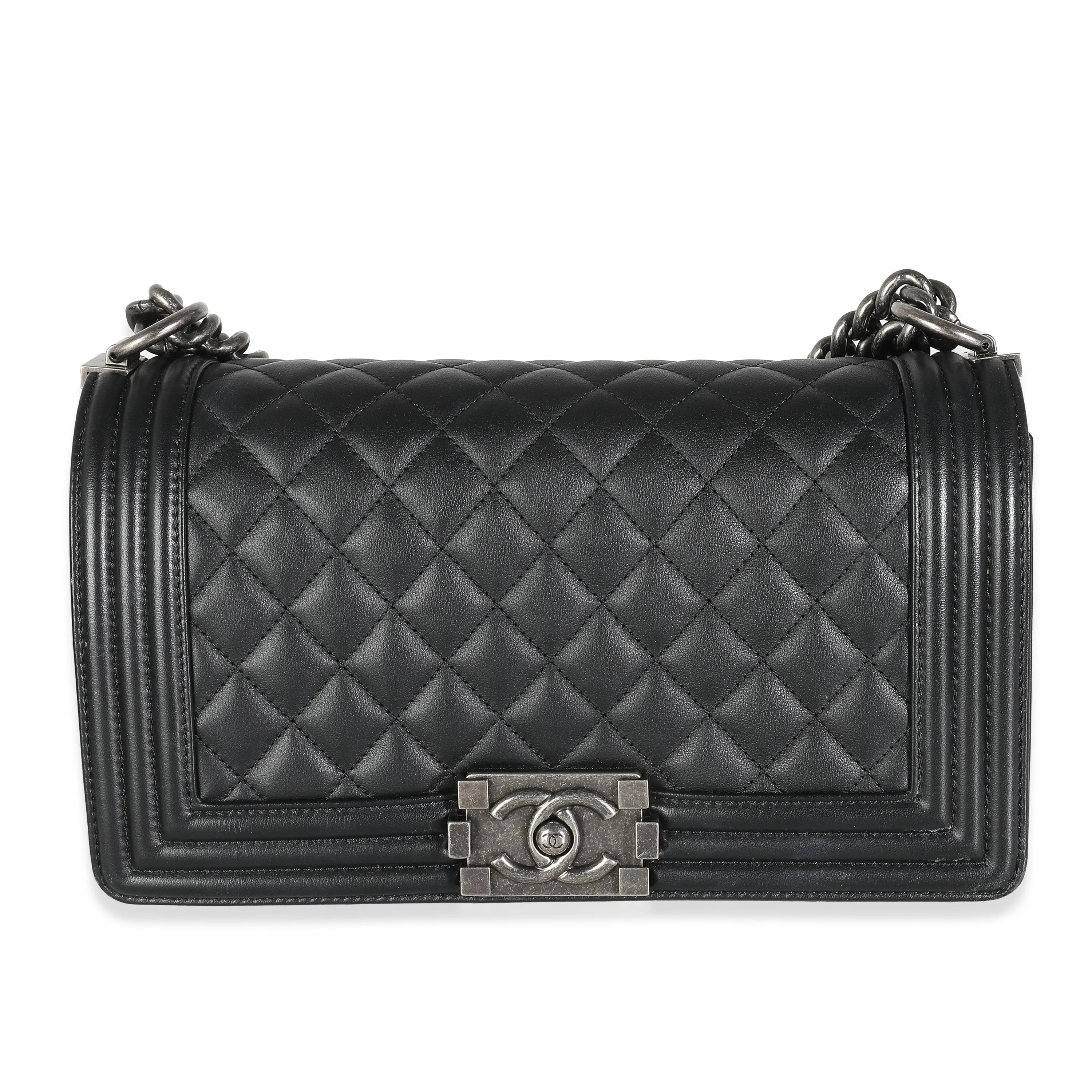 Black Quilted Lambskin Medium Boy Bag