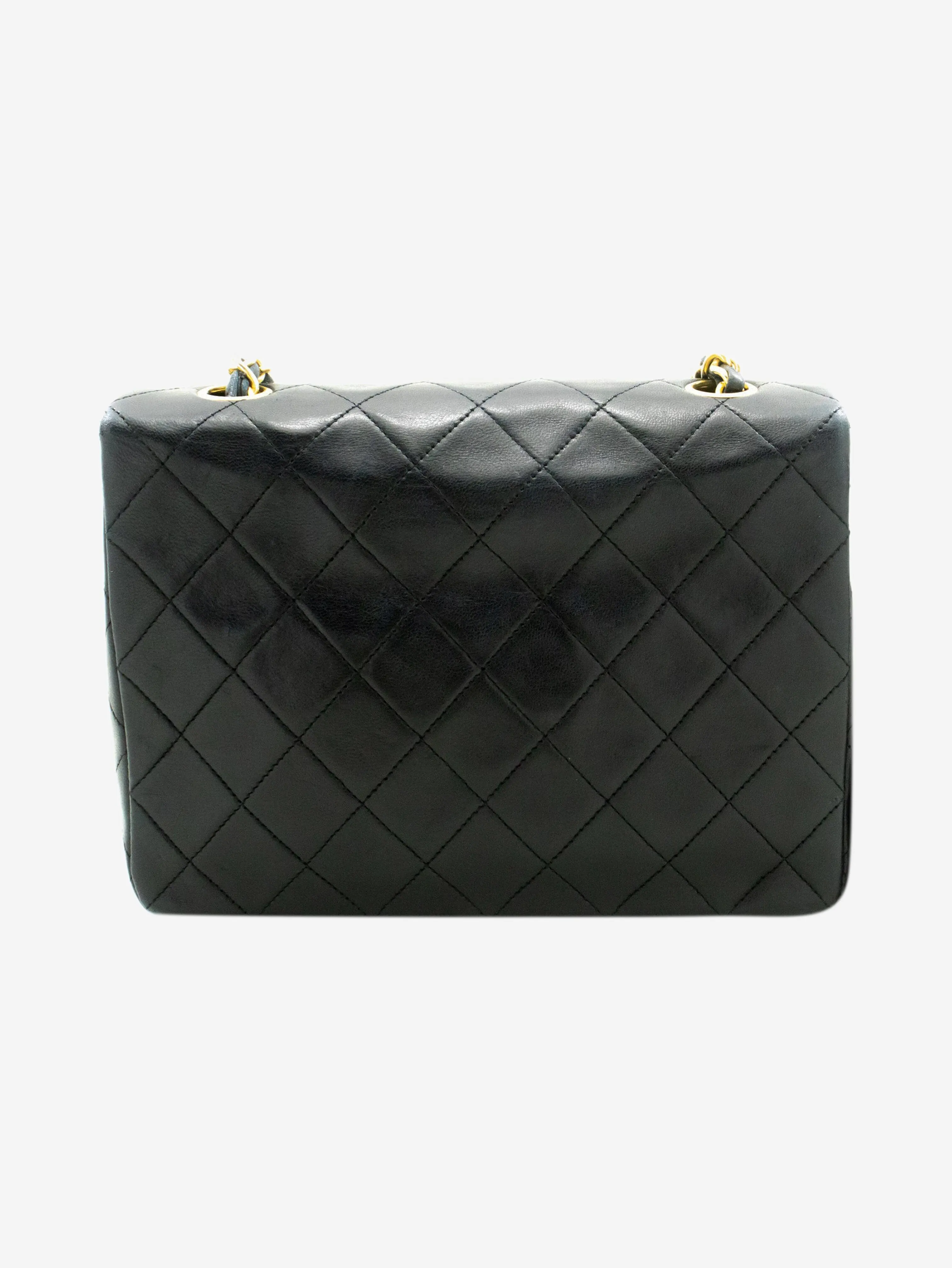 Black vintage 1989 lambskin mini rectangle Classic Flap bag