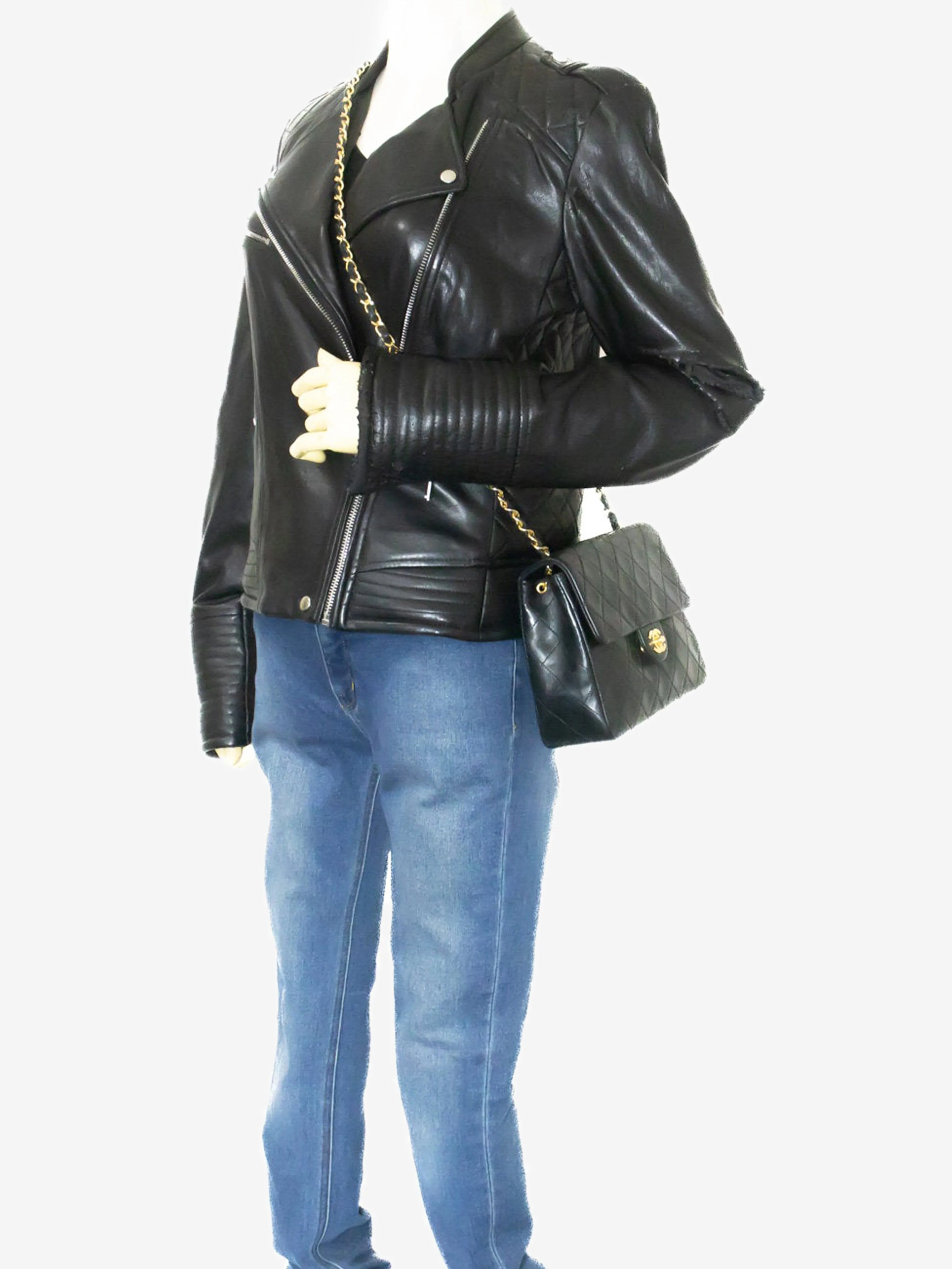 Black vintage 1989 lambskin mini rectangle Classic Flap bag