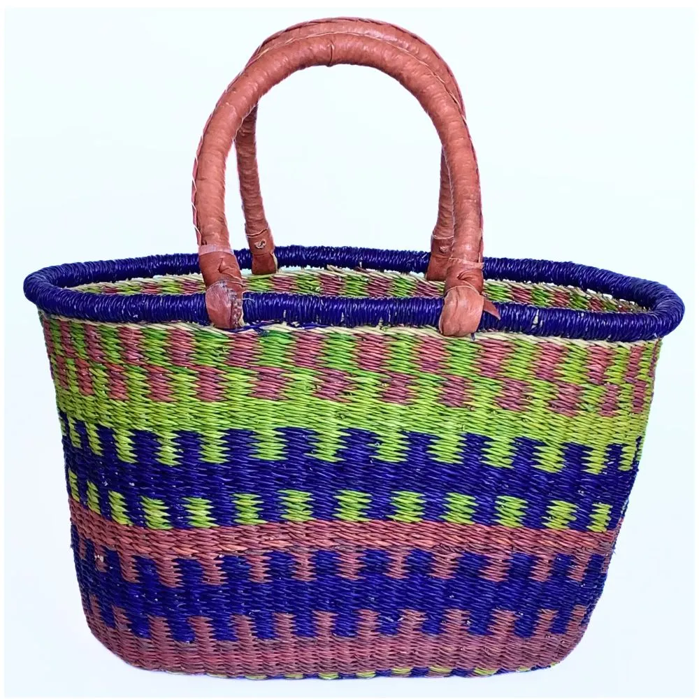 Bolga Oval Basket with Leather Handles G140B Extra Large