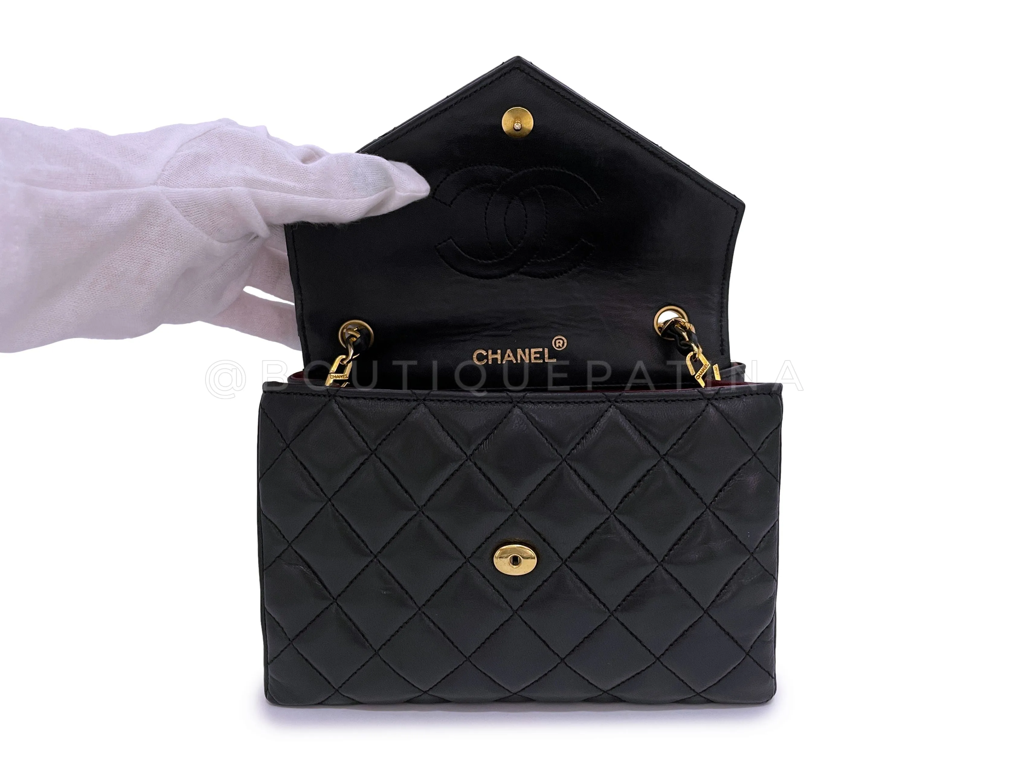 Chanel 1988 Vintage Black Giant CC Mini Envelope Flap Bag 24k GHW