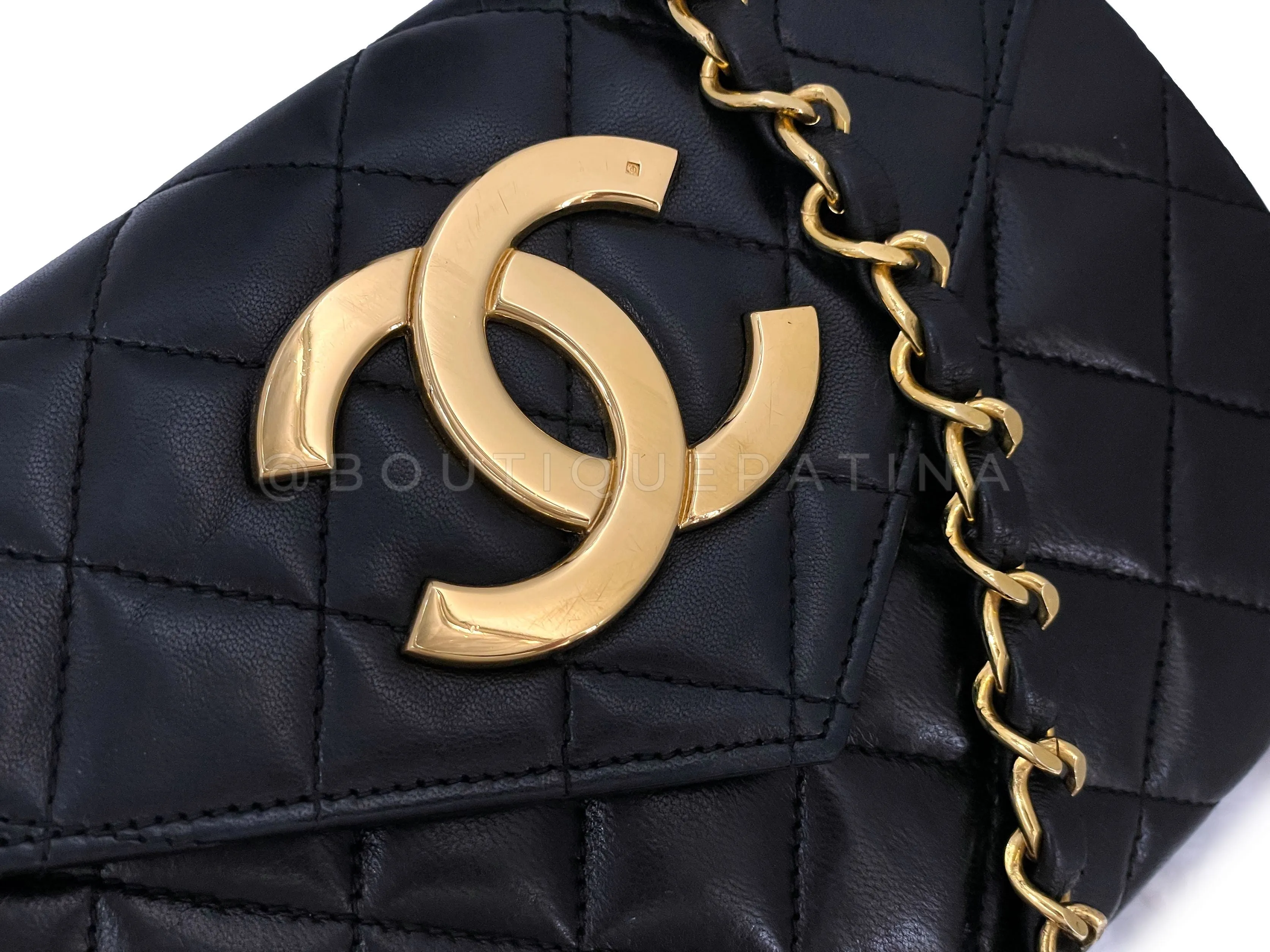 Chanel 1988 Vintage Black Giant CC Mini Envelope Flap Bag 24k GHW