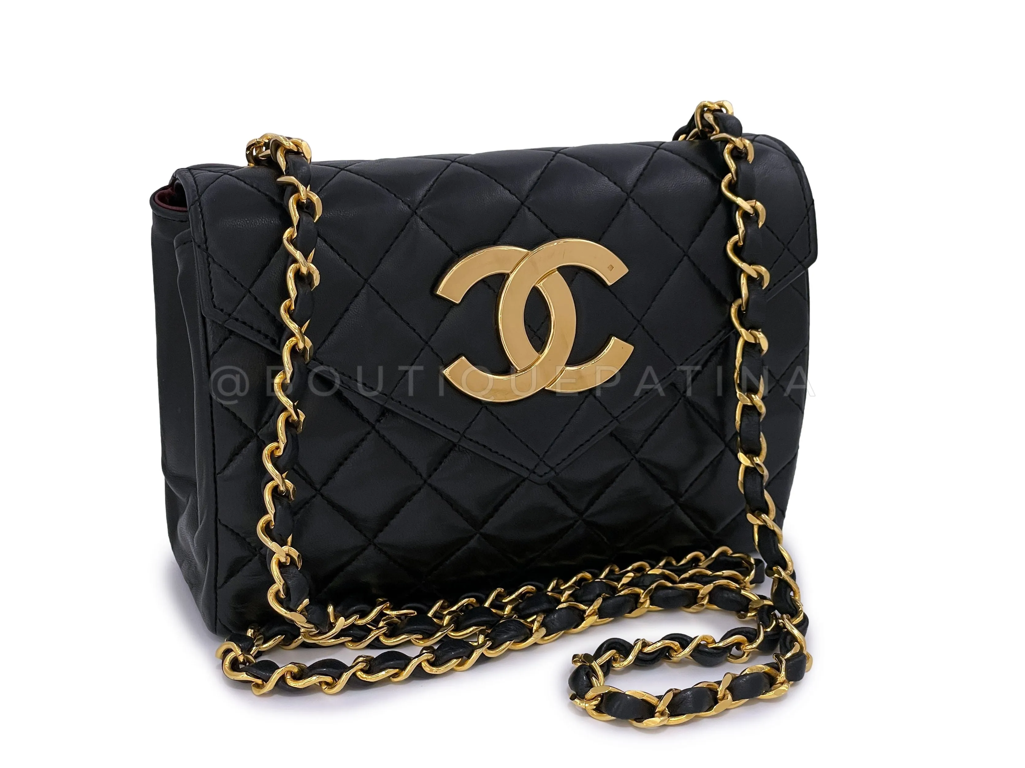 Chanel 1988 Vintage Black Giant CC Mini Envelope Flap Bag 24k GHW