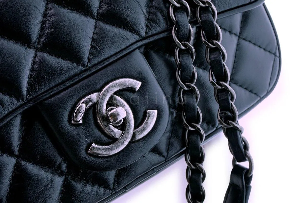 Chanel Black Aged Calfskin Small/Mini Easy Flap Bag RHW