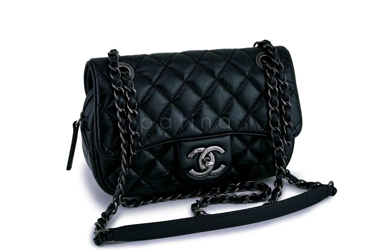 Chanel Black Aged Calfskin Small/Mini Easy Flap Bag RHW