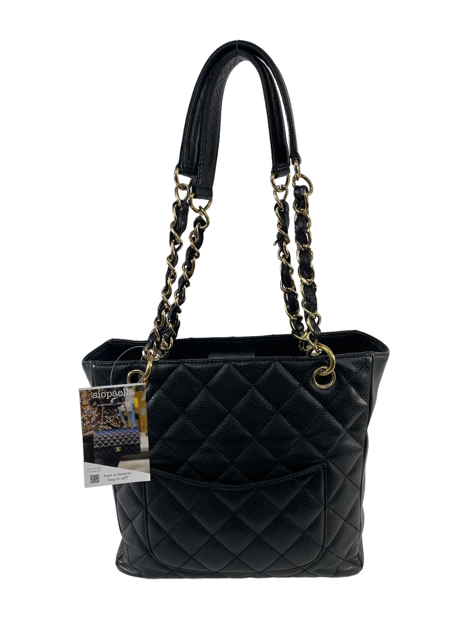 Chanel Black Caviar Leather 'Petite Shopping' Tote