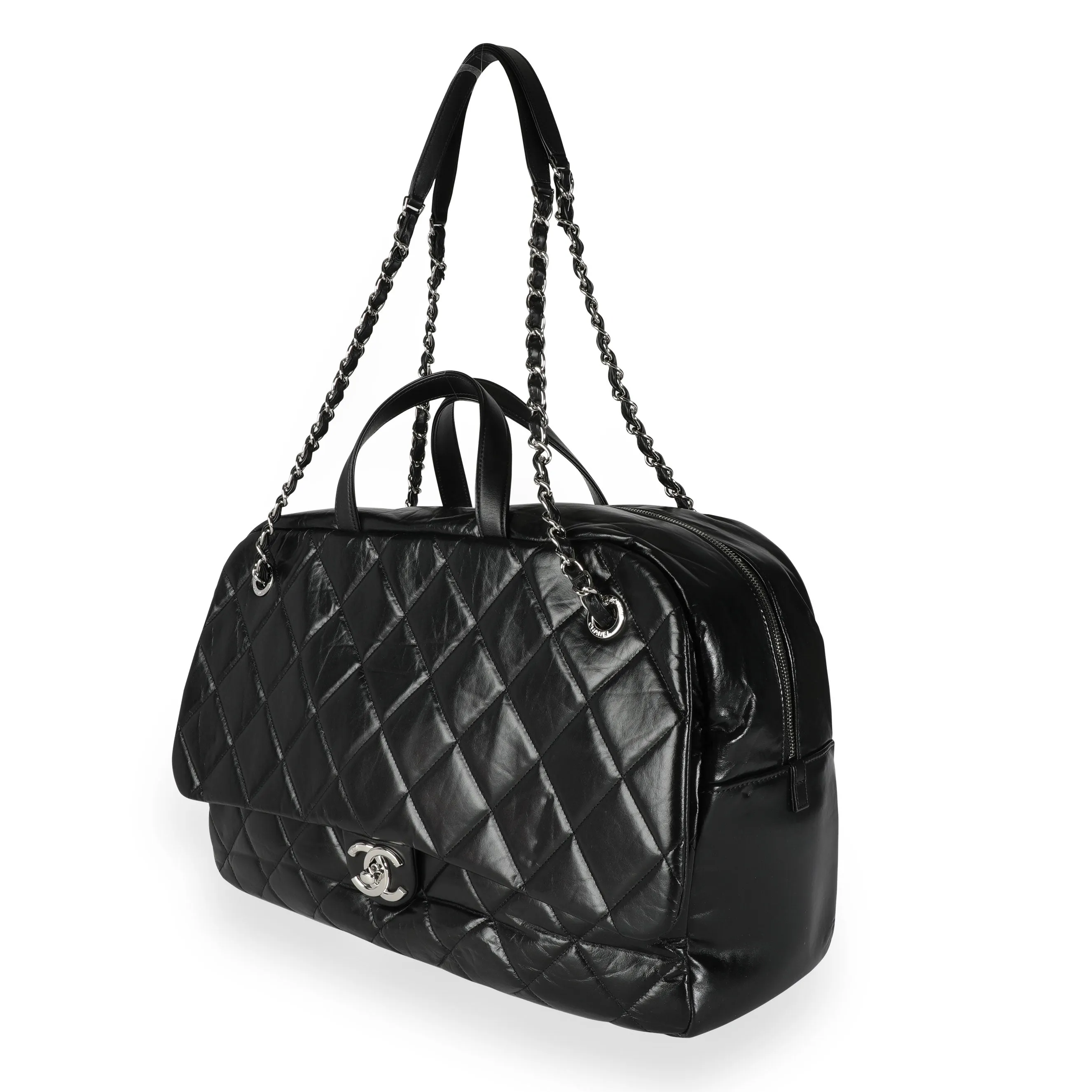 Chanel Black Quilted Calfskin Oversized Bowling Flap Bag