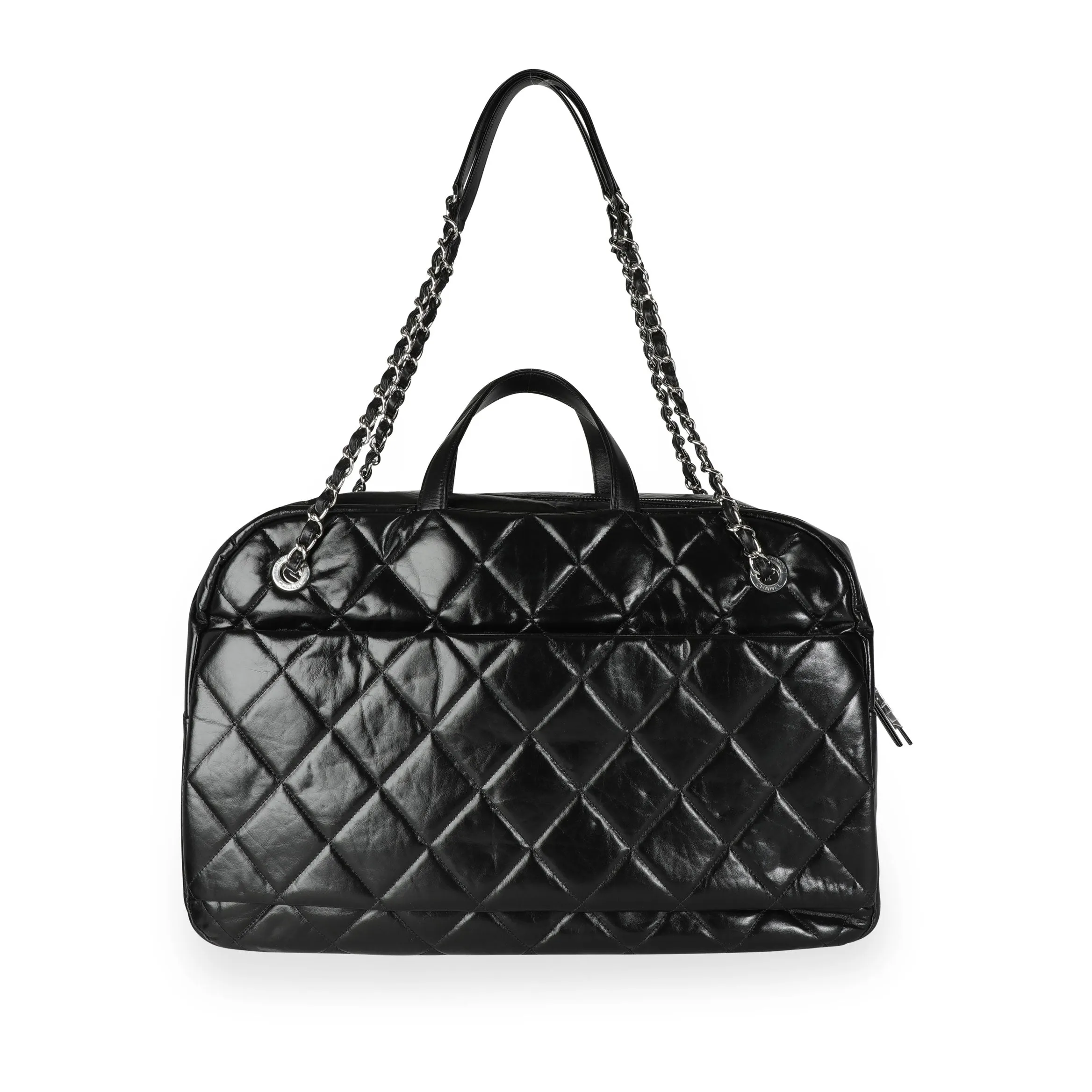 Chanel Black Quilted Calfskin Oversized Bowling Flap Bag