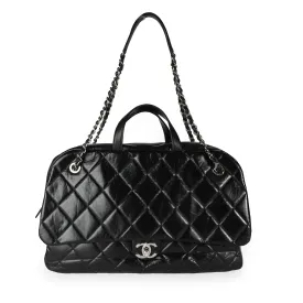 Chanel Black Quilted Calfskin Oversized Bowling Flap Bag