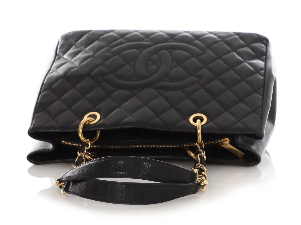 Chanel Black Quilted Caviar Grand Shopping Tote GST