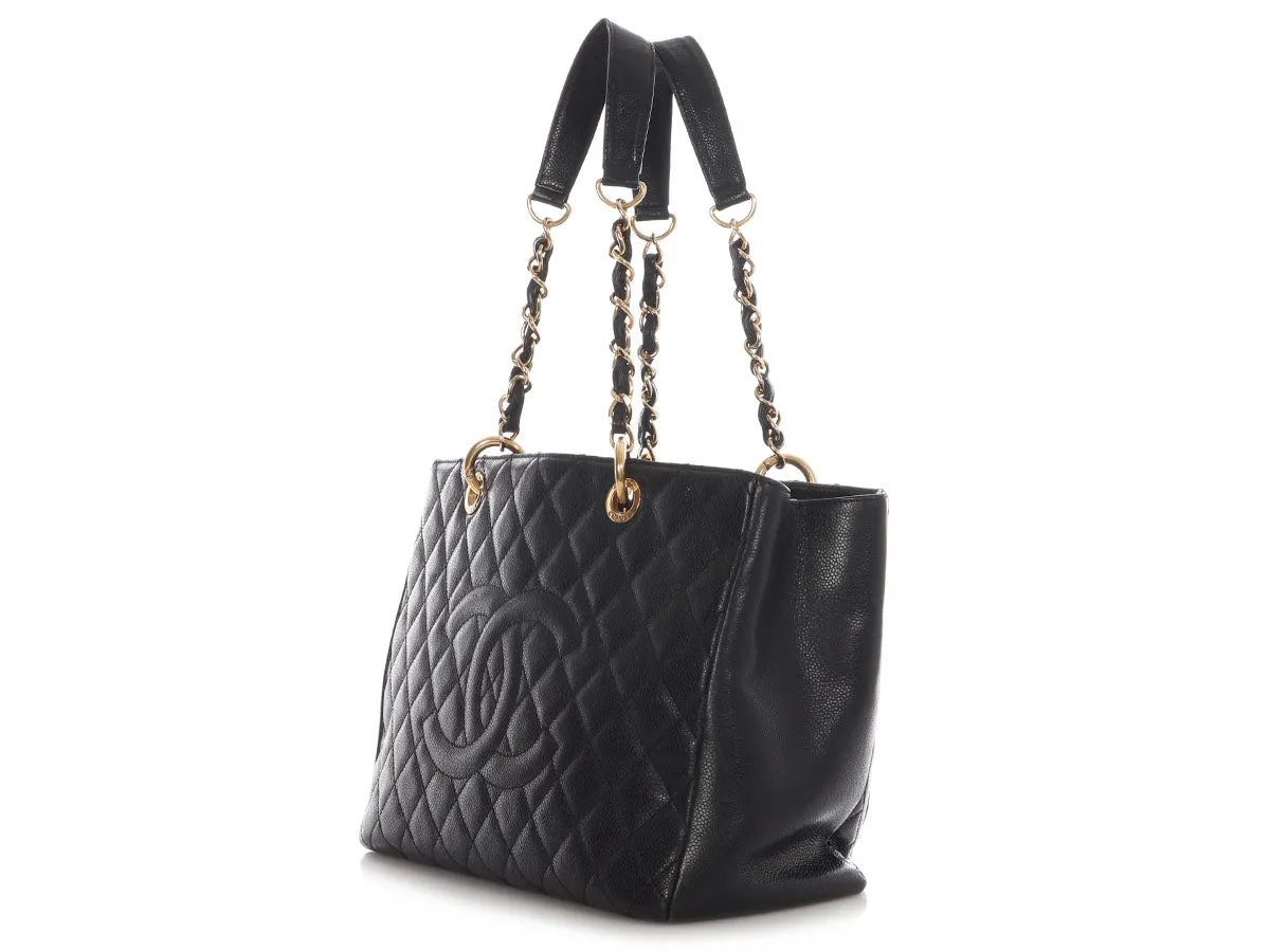 Chanel Black Quilted Caviar Grand Shopping Tote GST