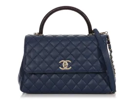 Chanel Medium Navy Quilted Caviar Coco Handle