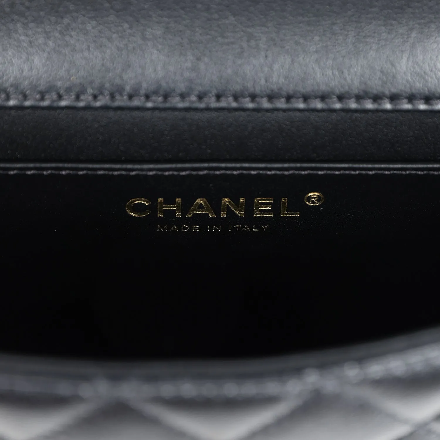 Chanel Mini Square Pearl Flap Bag Black Lambskin Brushed Gold Hardware