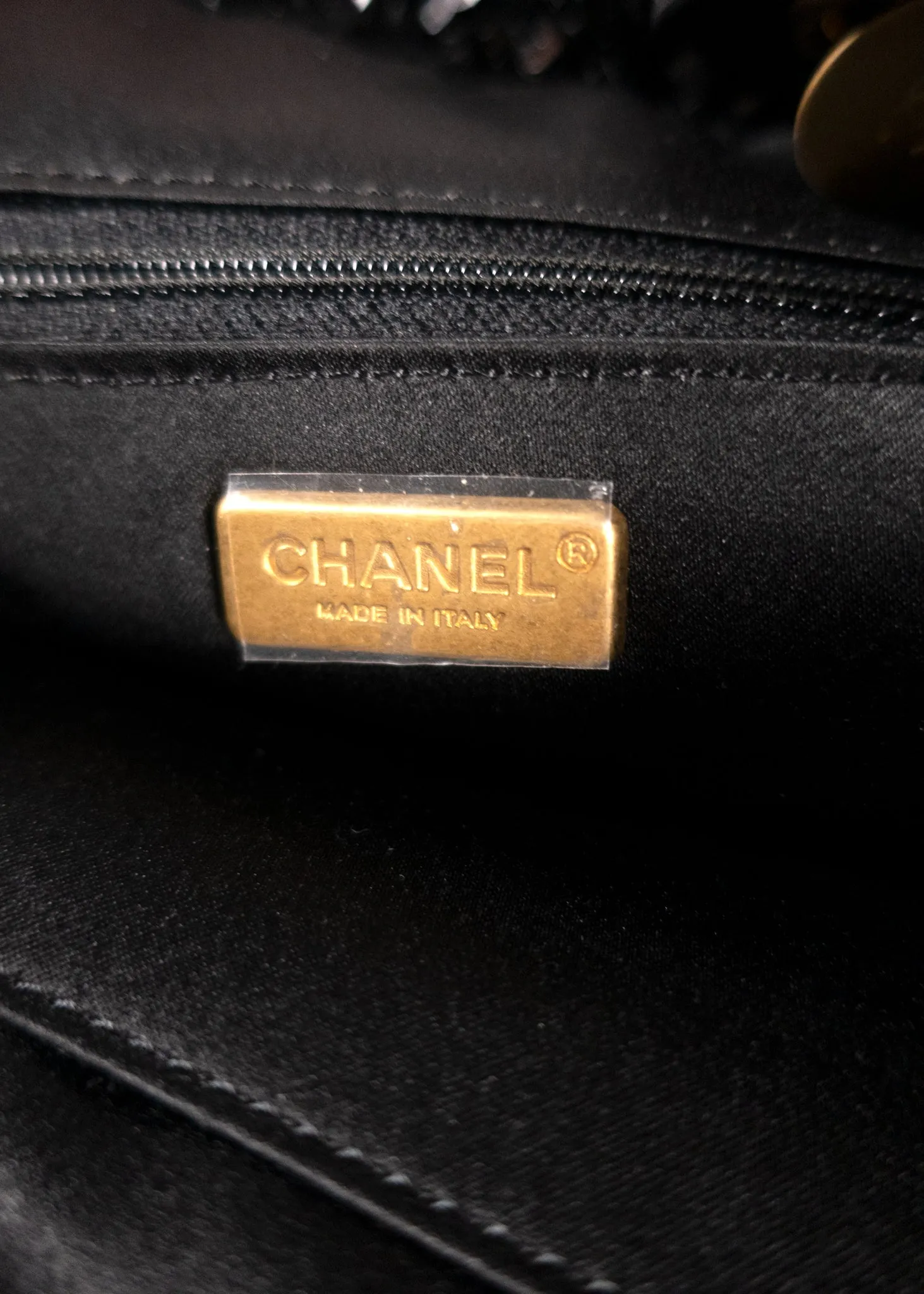 Chanel Sequin Shopping Tote Black