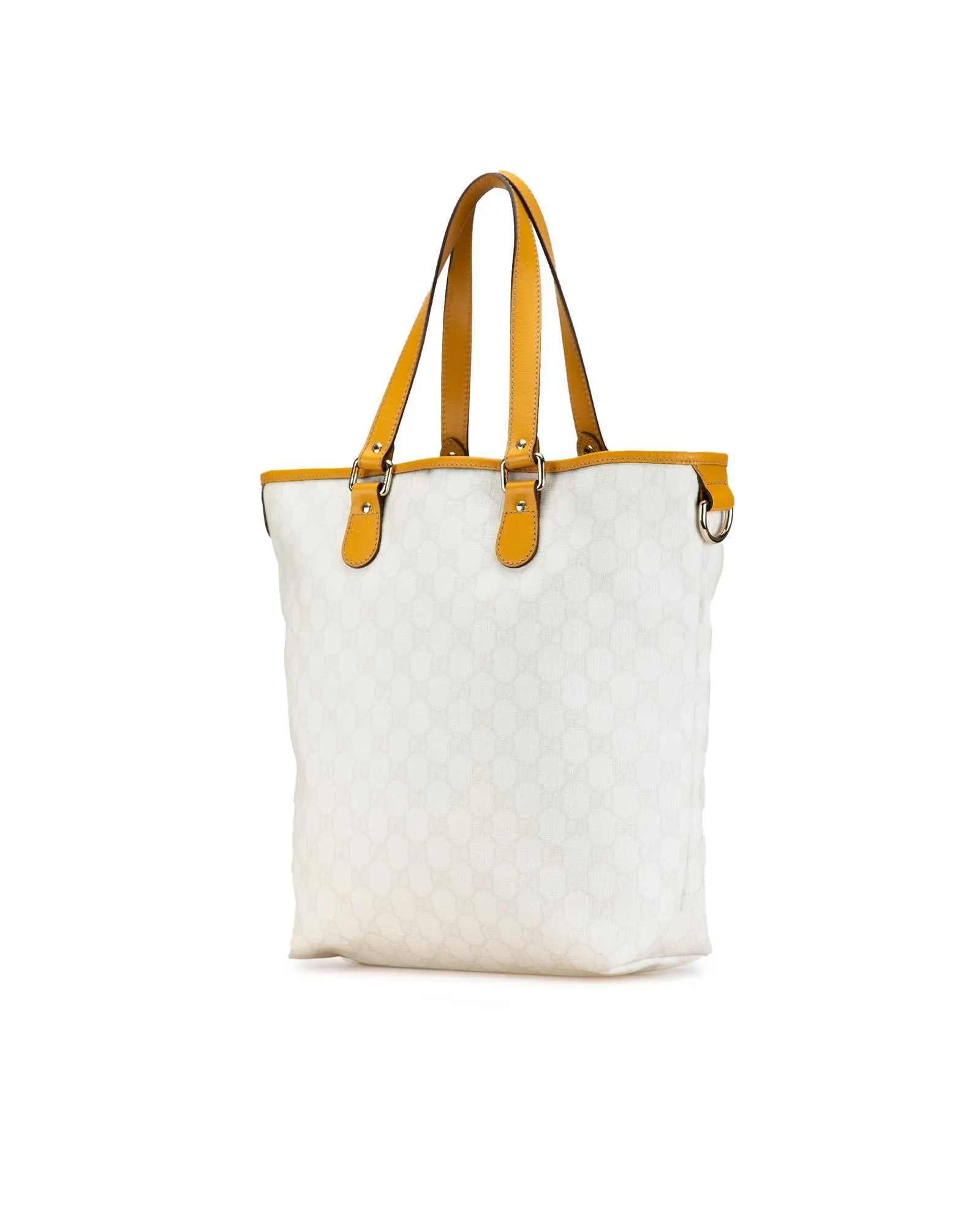 Coated Canvas Tote with Leather Trim and Interior Slip Pocket