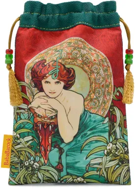 Emerald - limited edition drawstring bag in green kimono silk