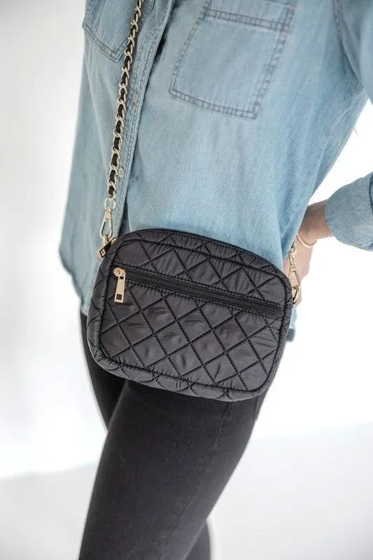 Emma Quilted Crossbody Bag with Gold Chain Strap