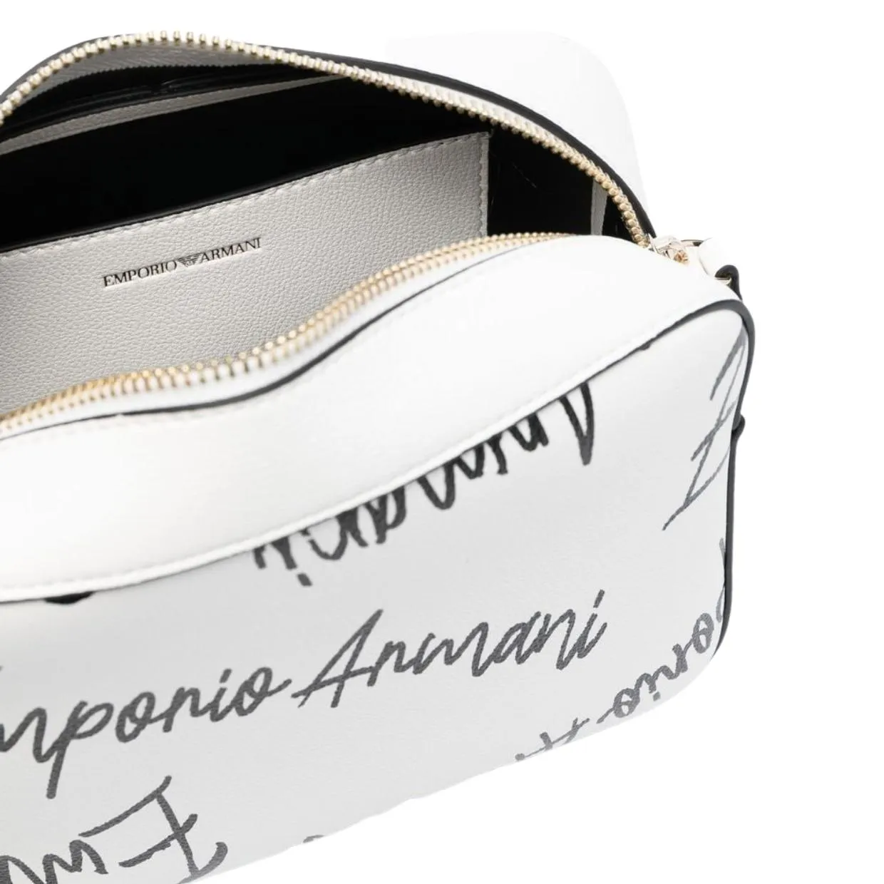 Emporio Armani All-Over Logo White Crossbody Bag