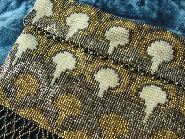 GORGEOUS 1920s Art Deco FRENCH Metal Beaded Purse Bag Lovely Micro Beads Shimmering Gold Silver Flapper Era Collectible Antique Purses