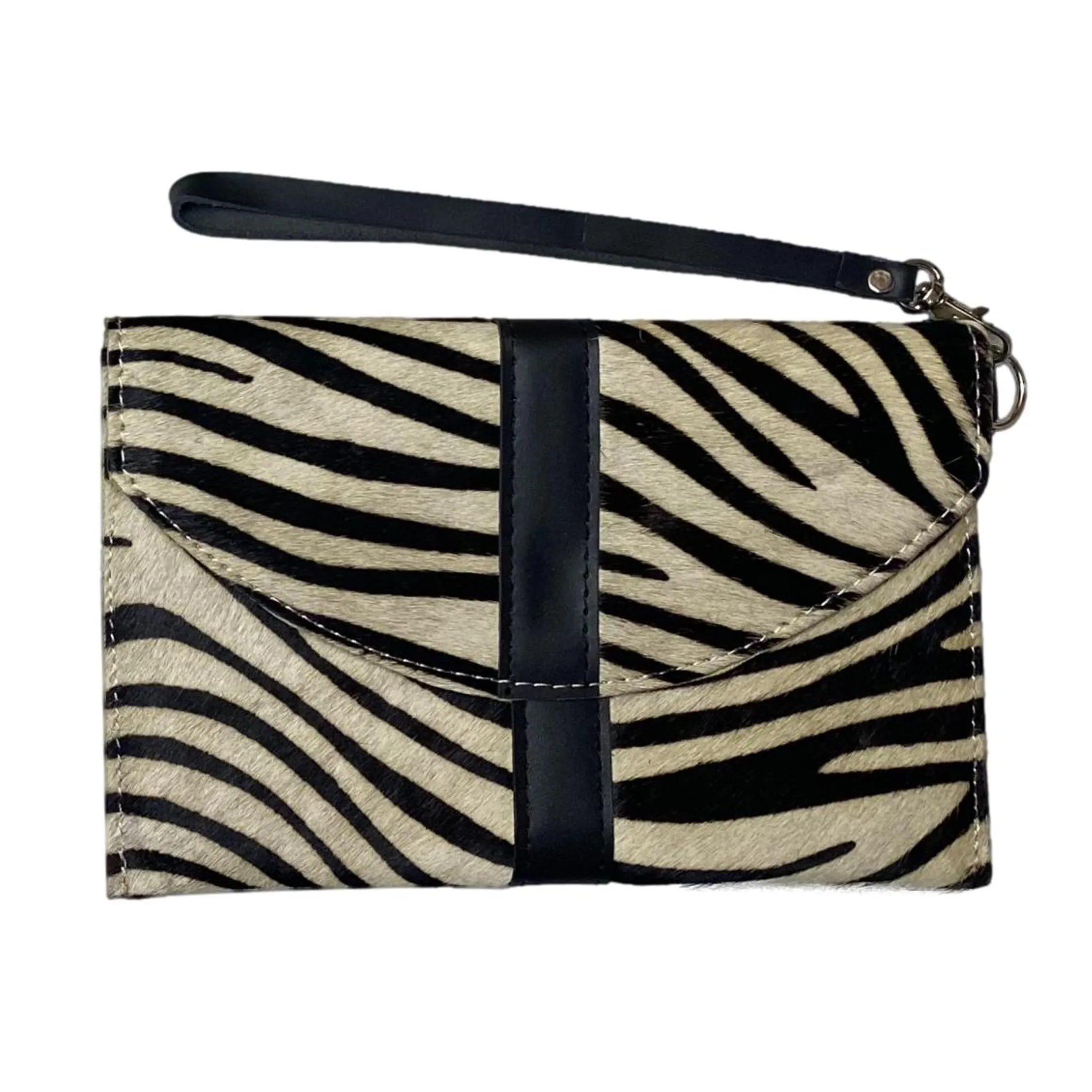 Hair On Hide Flap Over Wristlet - Printed Design Clutch