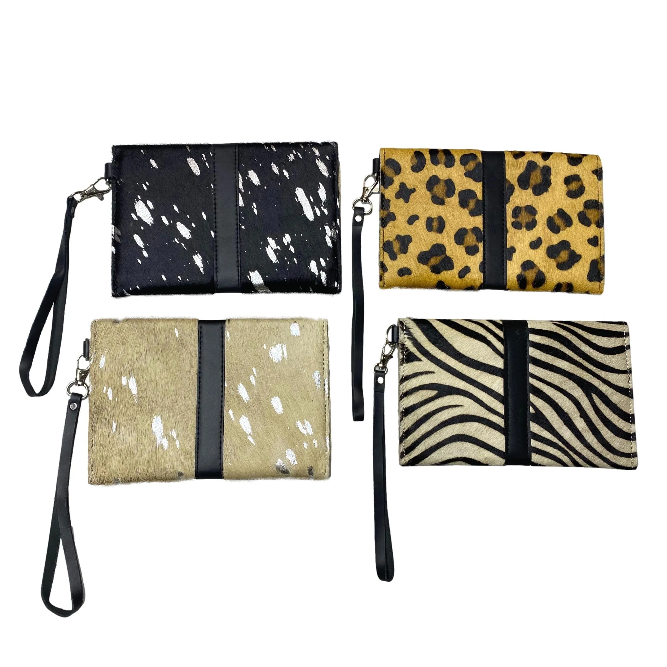 Hair On Hide Flap Over Wristlet - Printed Design Clutch