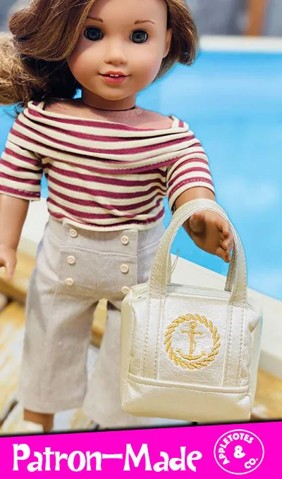 Hamptons Travel Bag Sewing Pattern for 18 Inch Dolls