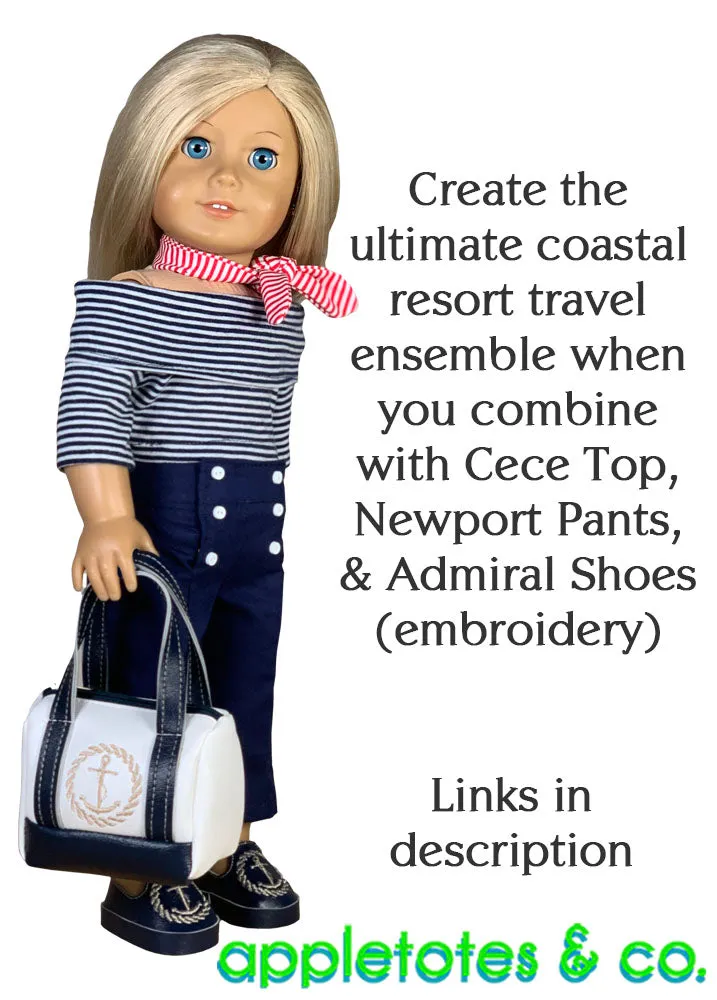 Hamptons Travel Bag Sewing Pattern for 18 Inch Dolls