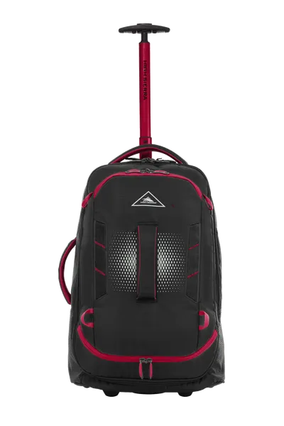 High Sierra - Composite V4 56cm Small RFID Wheeled Duffle With Backpack Straps - Black/Red