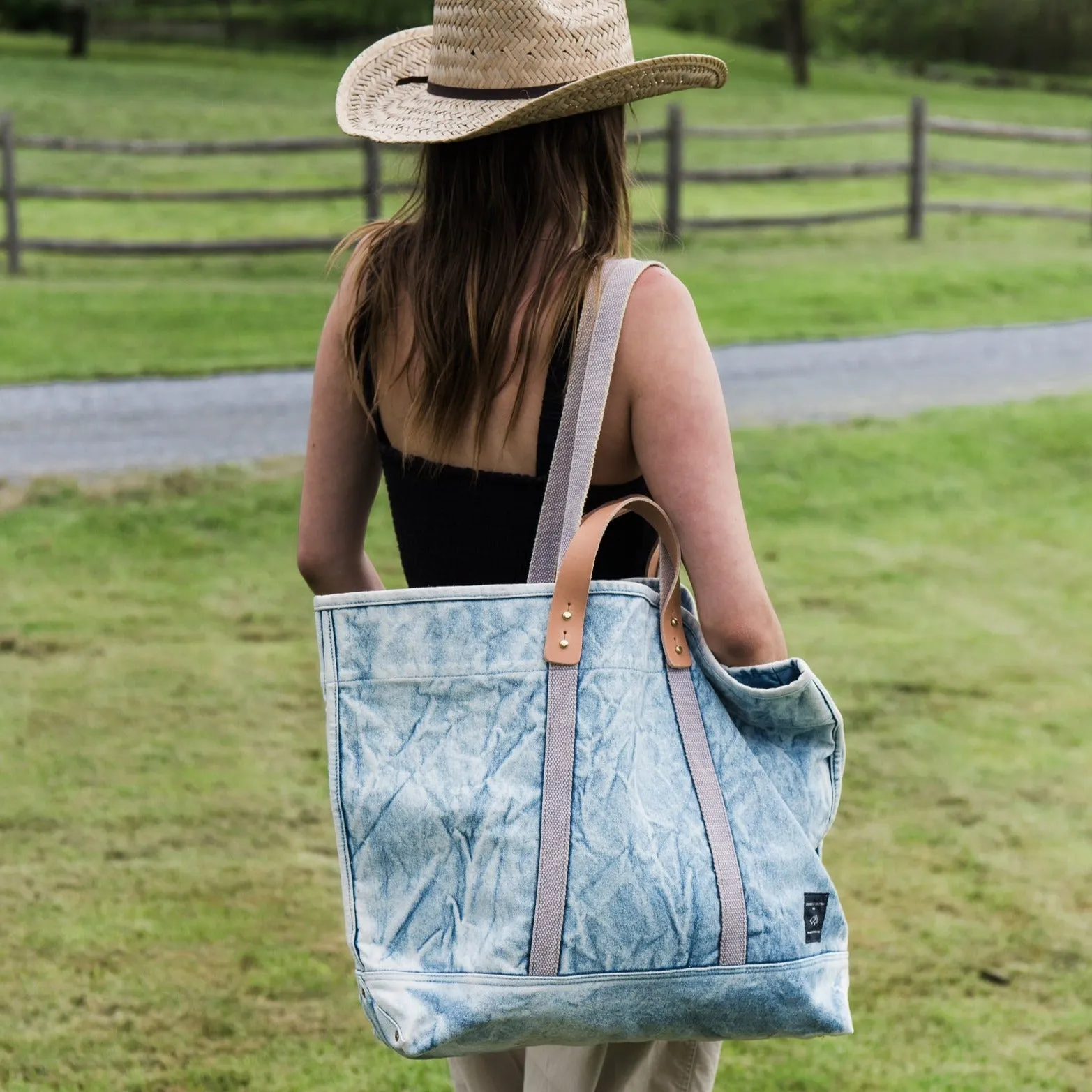 Immodest Cotton Large East-West Tote in Acid Wash