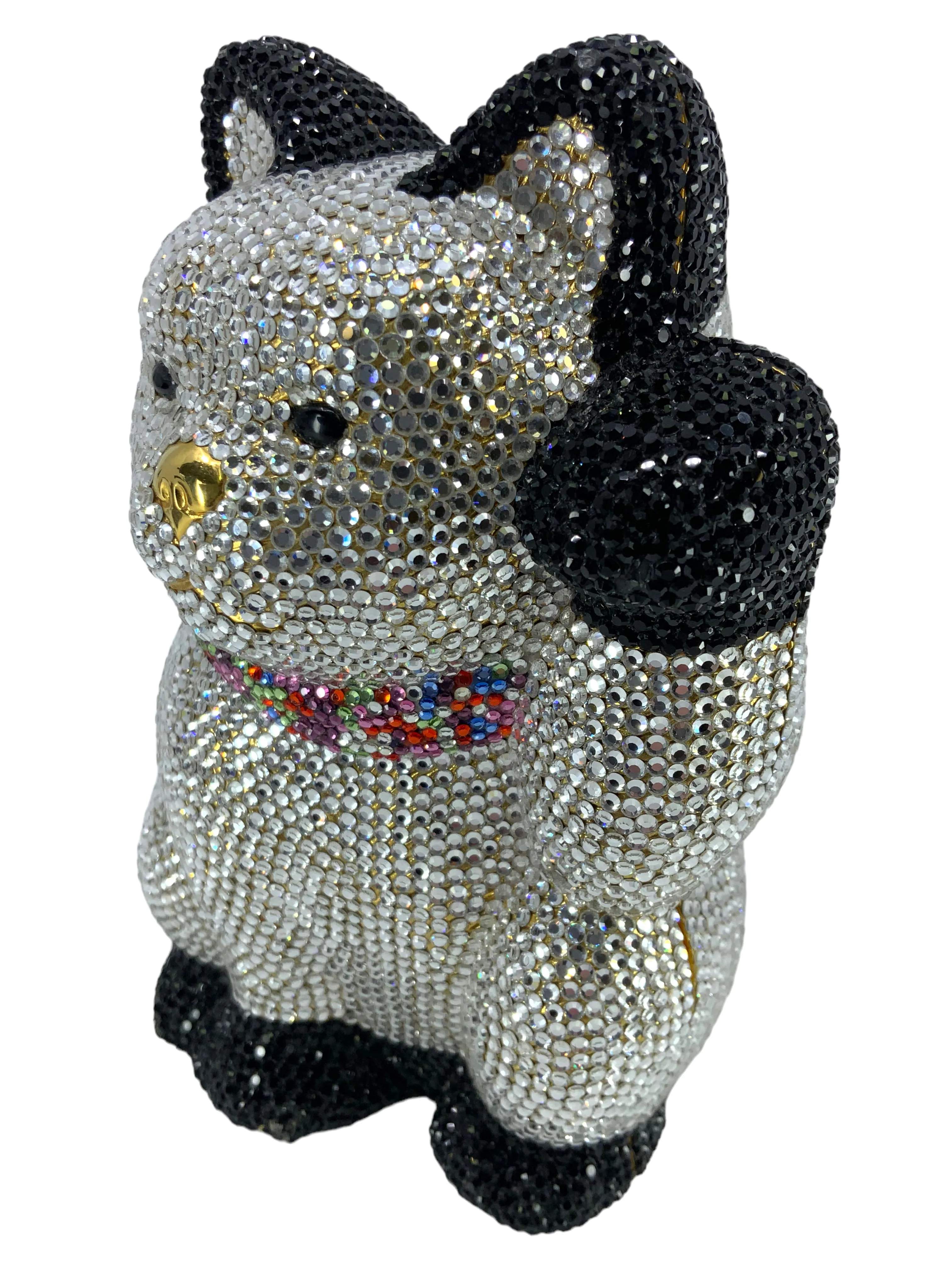 Judith Leiber Swarovski Crystal Maneki Neko Lucky Cat Minaudiere Evening Bag