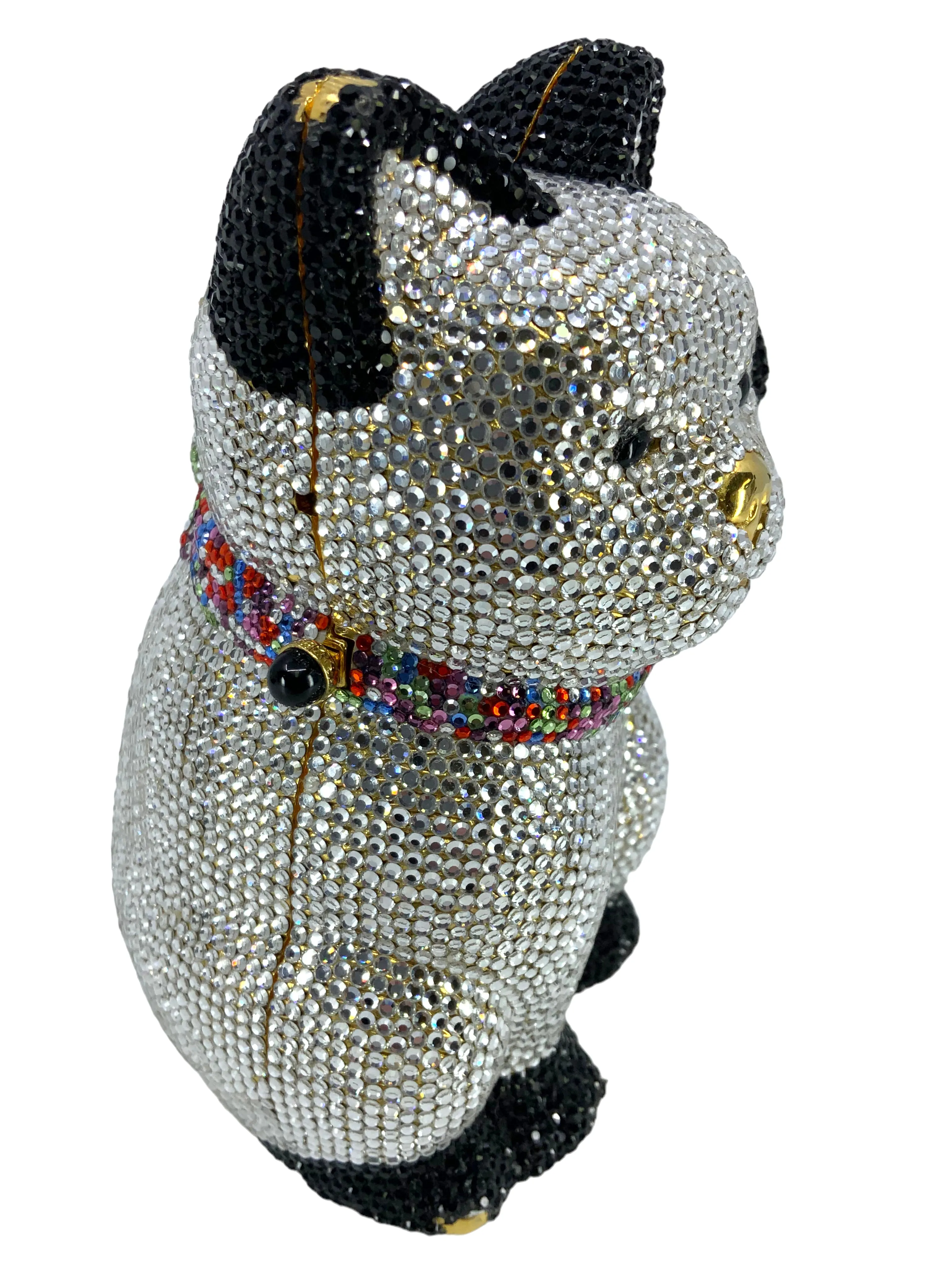 Judith Leiber Swarovski Crystal Maneki Neko Lucky Cat Minaudiere Evening Bag