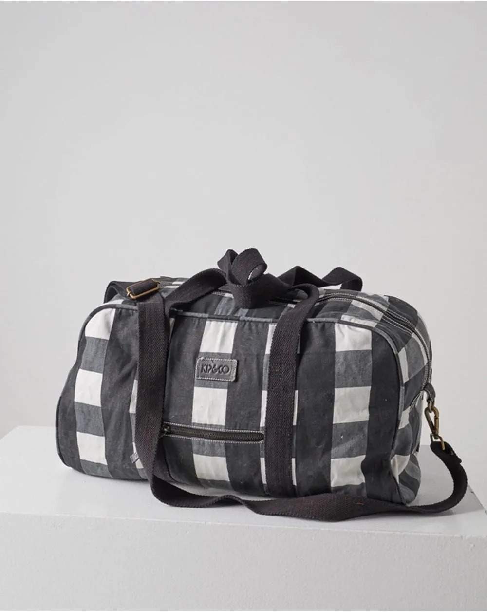 Kip & Co Black & White Gingham Duffle Bag