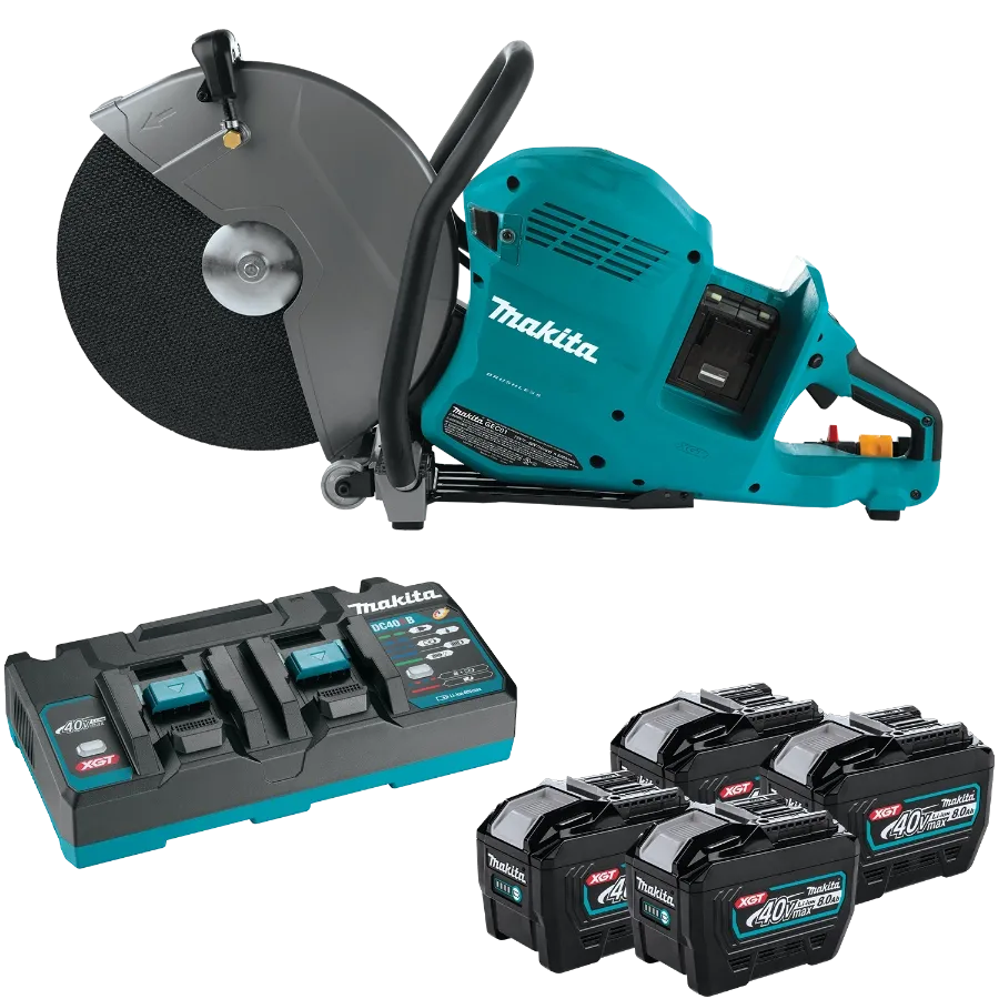 Makita GEC01PL4 80V max (40V max X2) XGT® Brushless 14" Power Cutter Kit with 4 Batteries, AFT®, Electric Brake (8.0Ah)