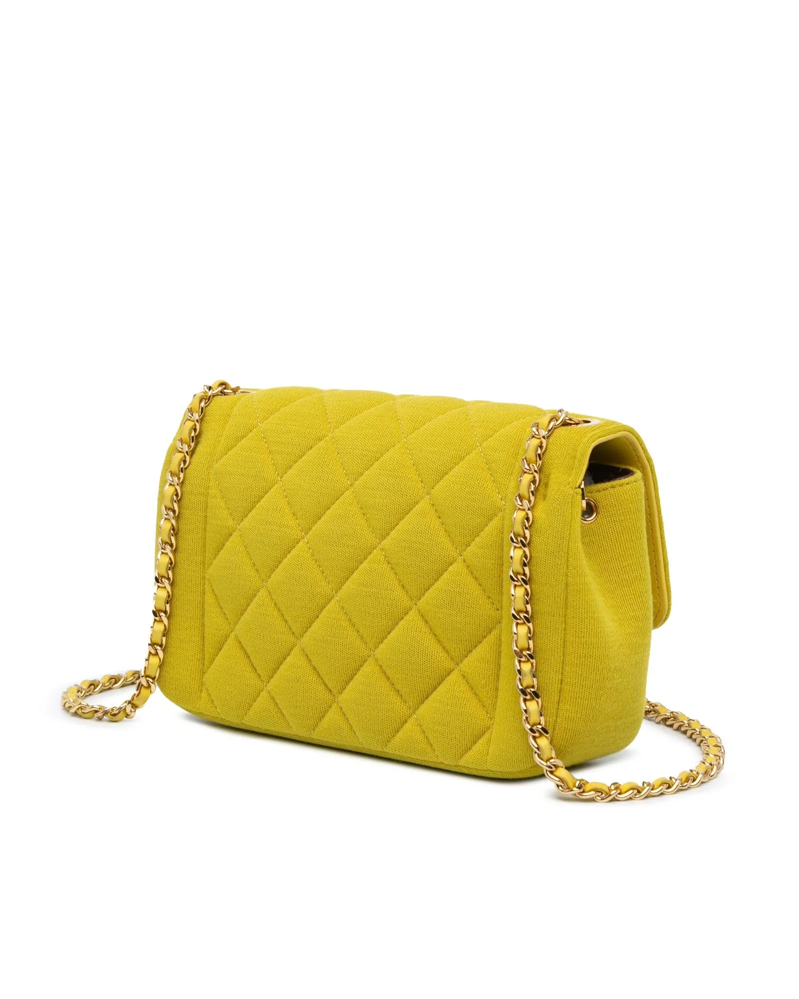 Mini Jersey Chic Crossbody Bag with Chain Strap and Push Lock