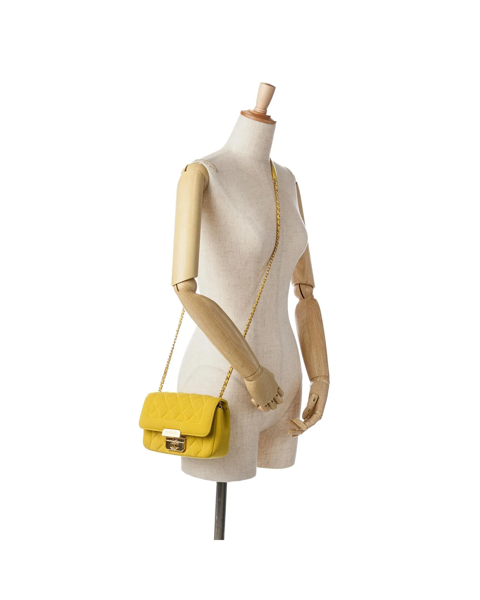 Mini Jersey Chic Crossbody Bag with Chain Strap and Push Lock