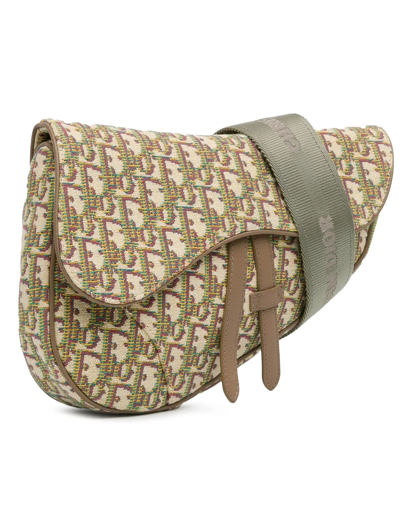 Oblique Canvas Saddle Crossbody Bag with Adjustable Strap