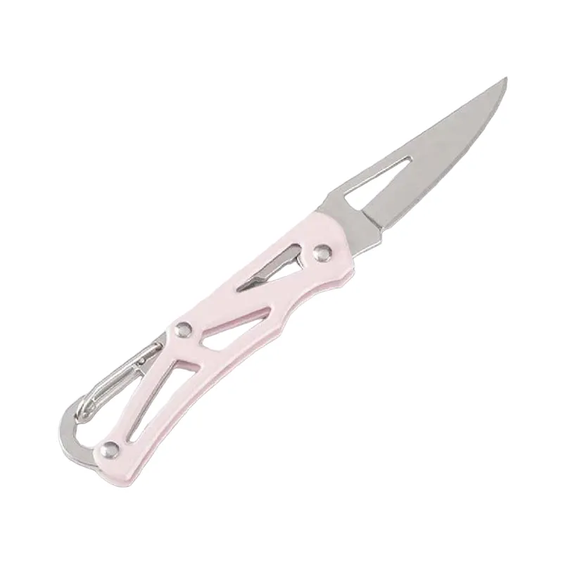 Pastel Mini Stainless Steel Knife with Built-In Carabiner Defense Keychain