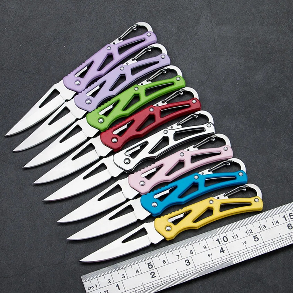 Pastel Mini Stainless Steel Knife with Built-In Carabiner Defense Keychain