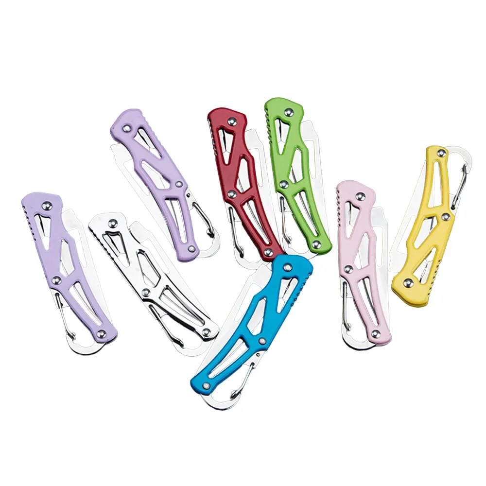 Pastel Mini Stainless Steel Knife with Built-In Carabiner Defense Keychain