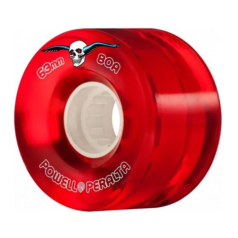 Powell Peralta 63mm 80a Clear Cruiser Red Skateboard Wheels 4pk