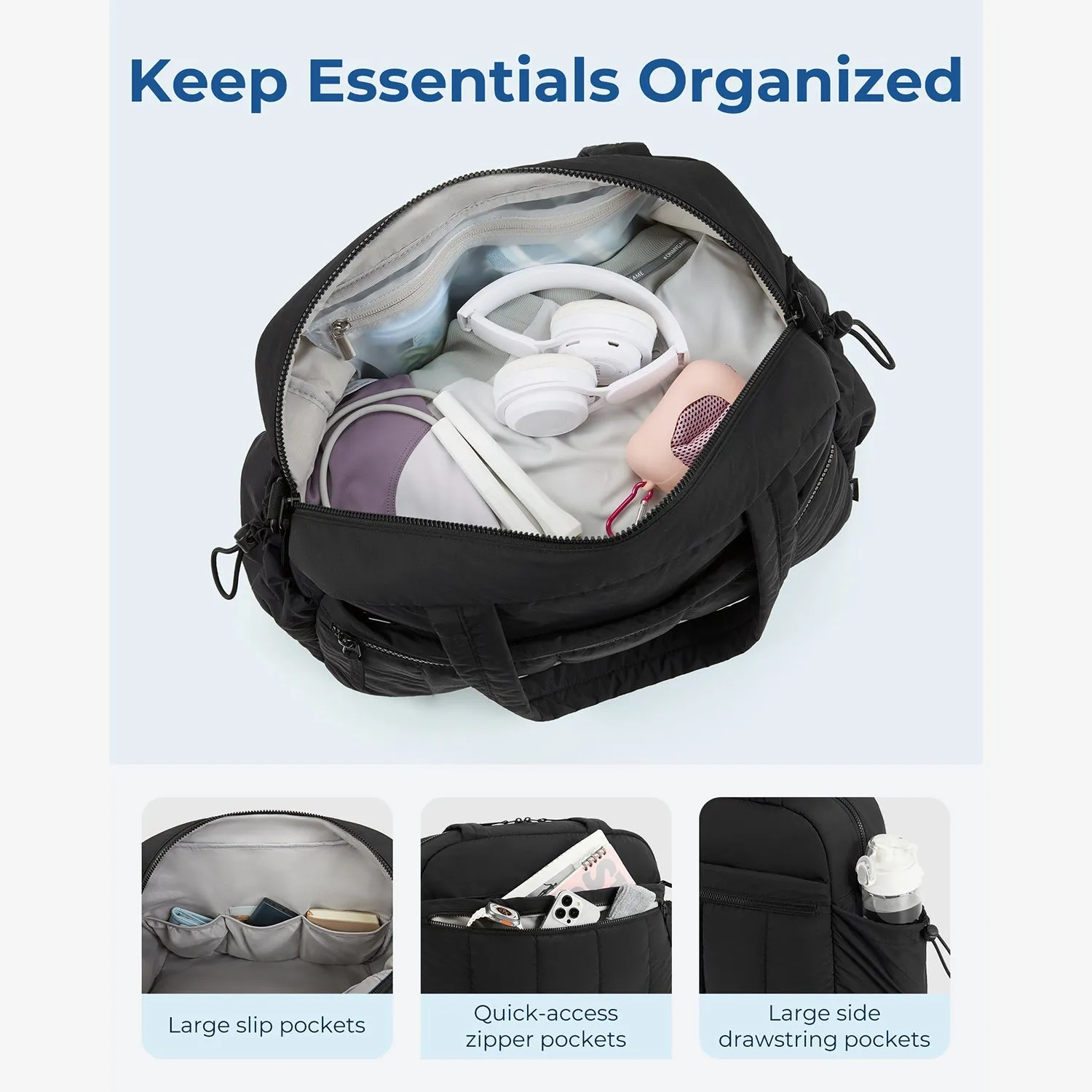 Puffy Water-Resistant Gym & Travel Duffle Bag