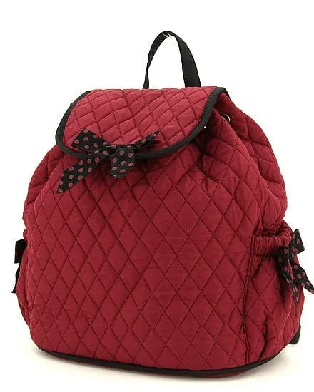 QSD2707 Quilted Solid Drawstring Backpack