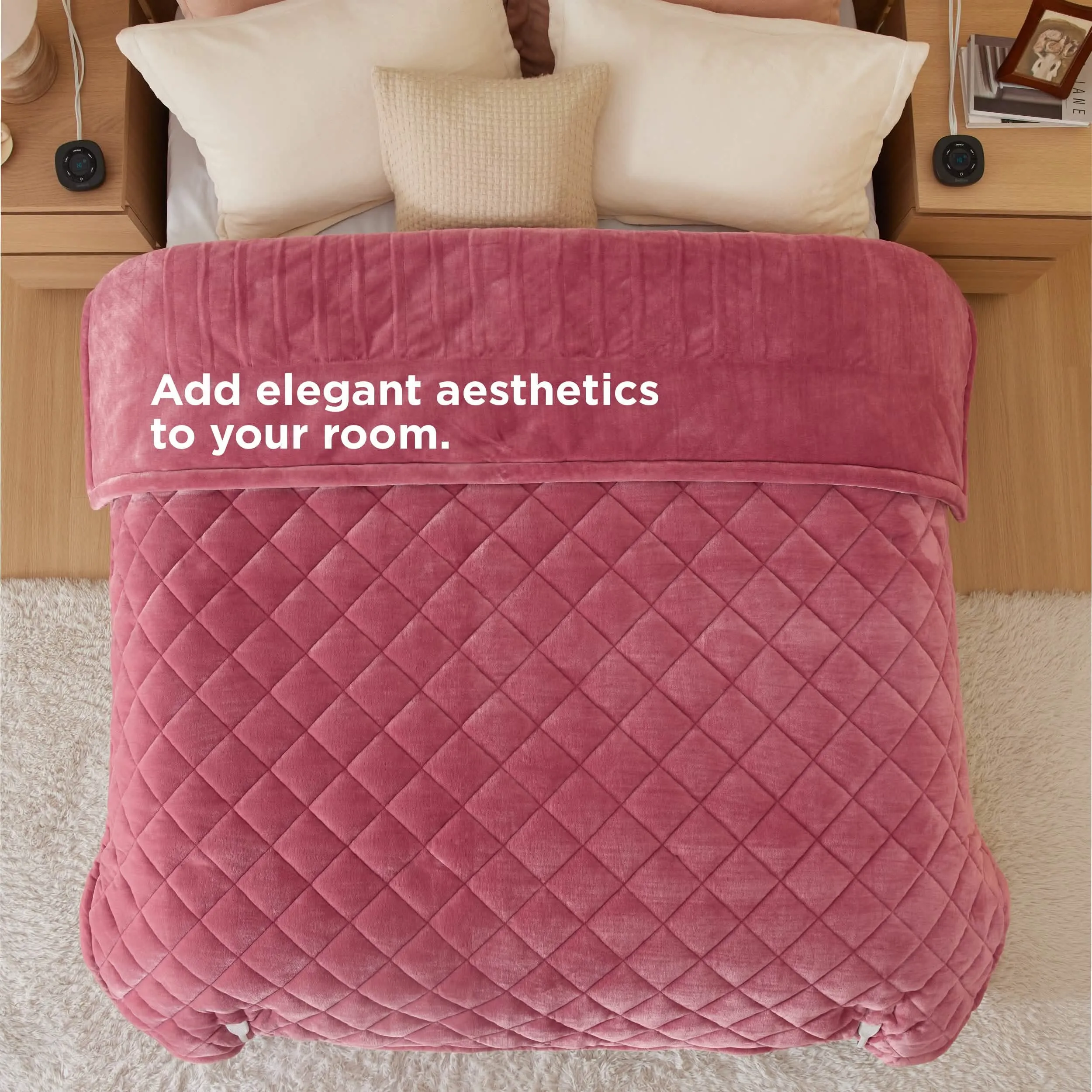 Quilted Sherpa Fleece Heated Blanket