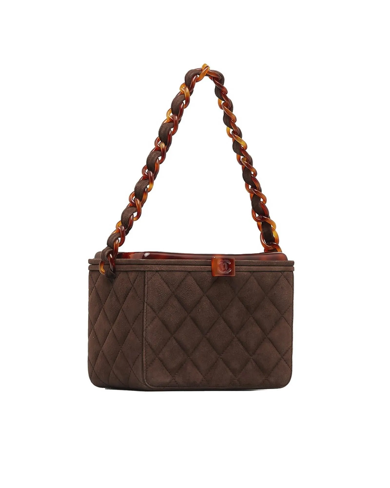 Quilted Suede Chain Vanity Bag