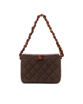 Quilted Suede Chain Vanity Bag