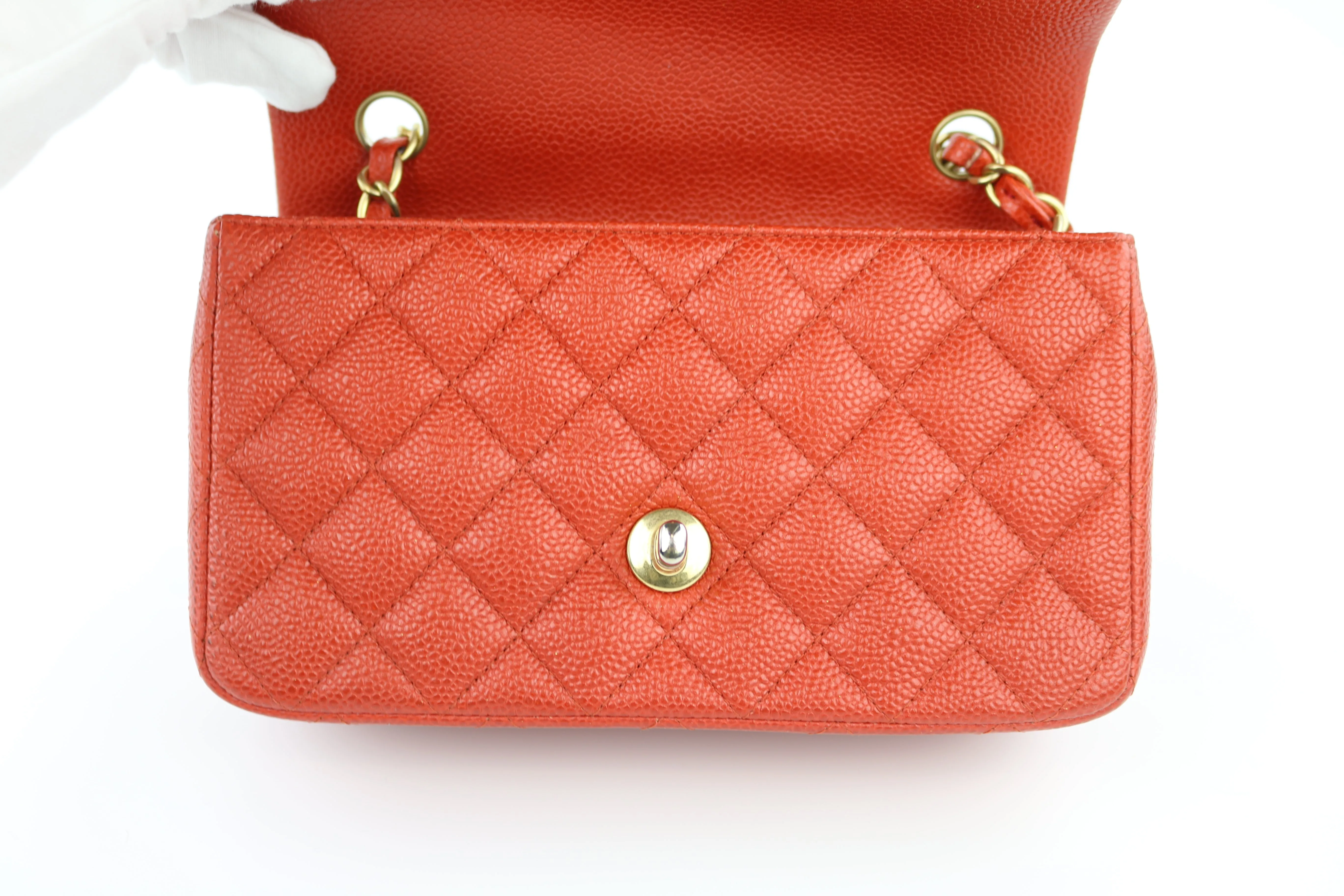 Red Caviar Quilted Rectangular Mini