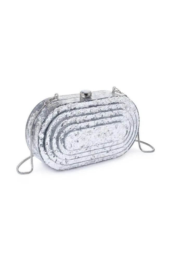 Silver Acrylic Deco Clutch